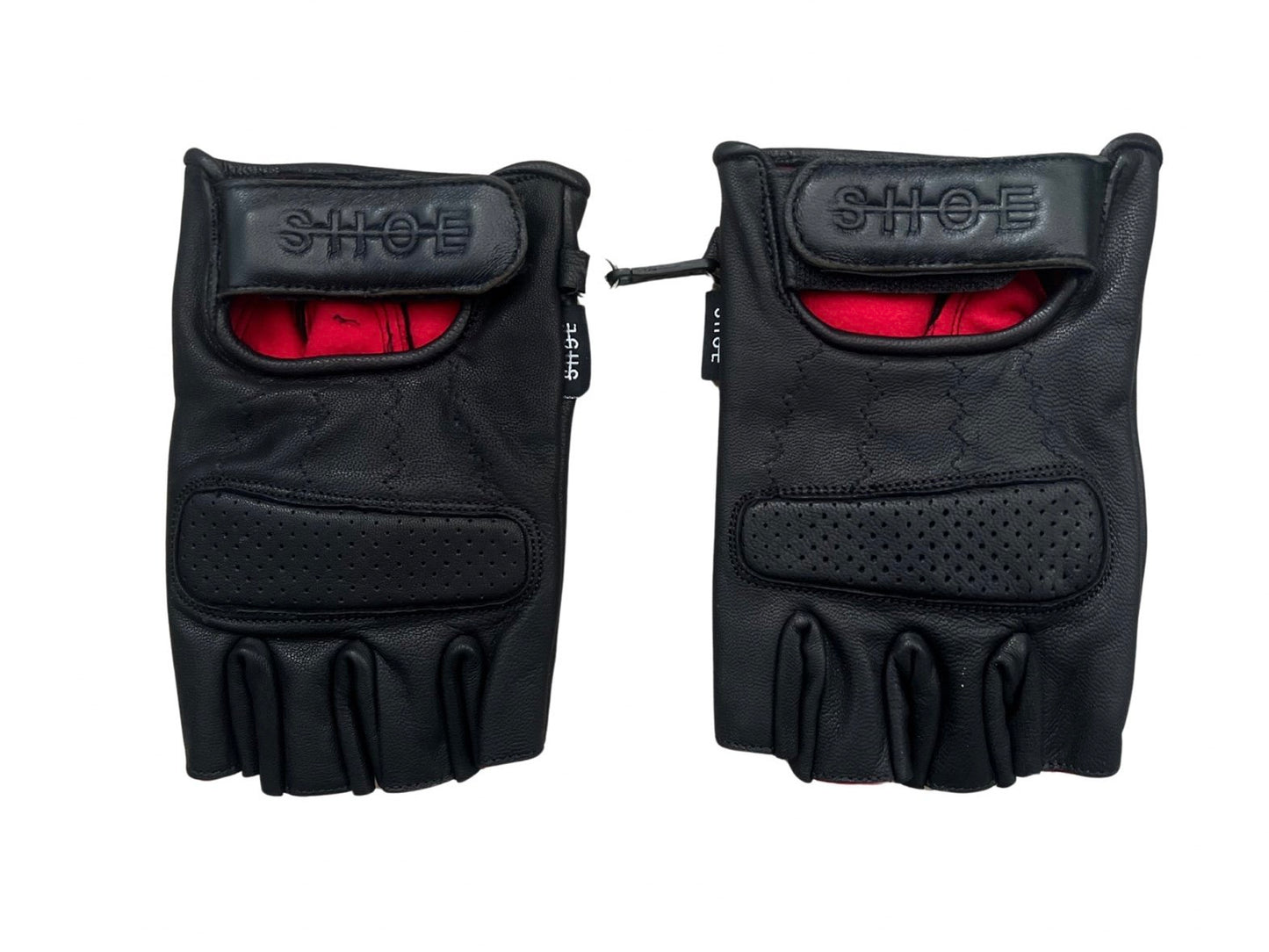 SHOE Leather Fingerless Moto Gloves